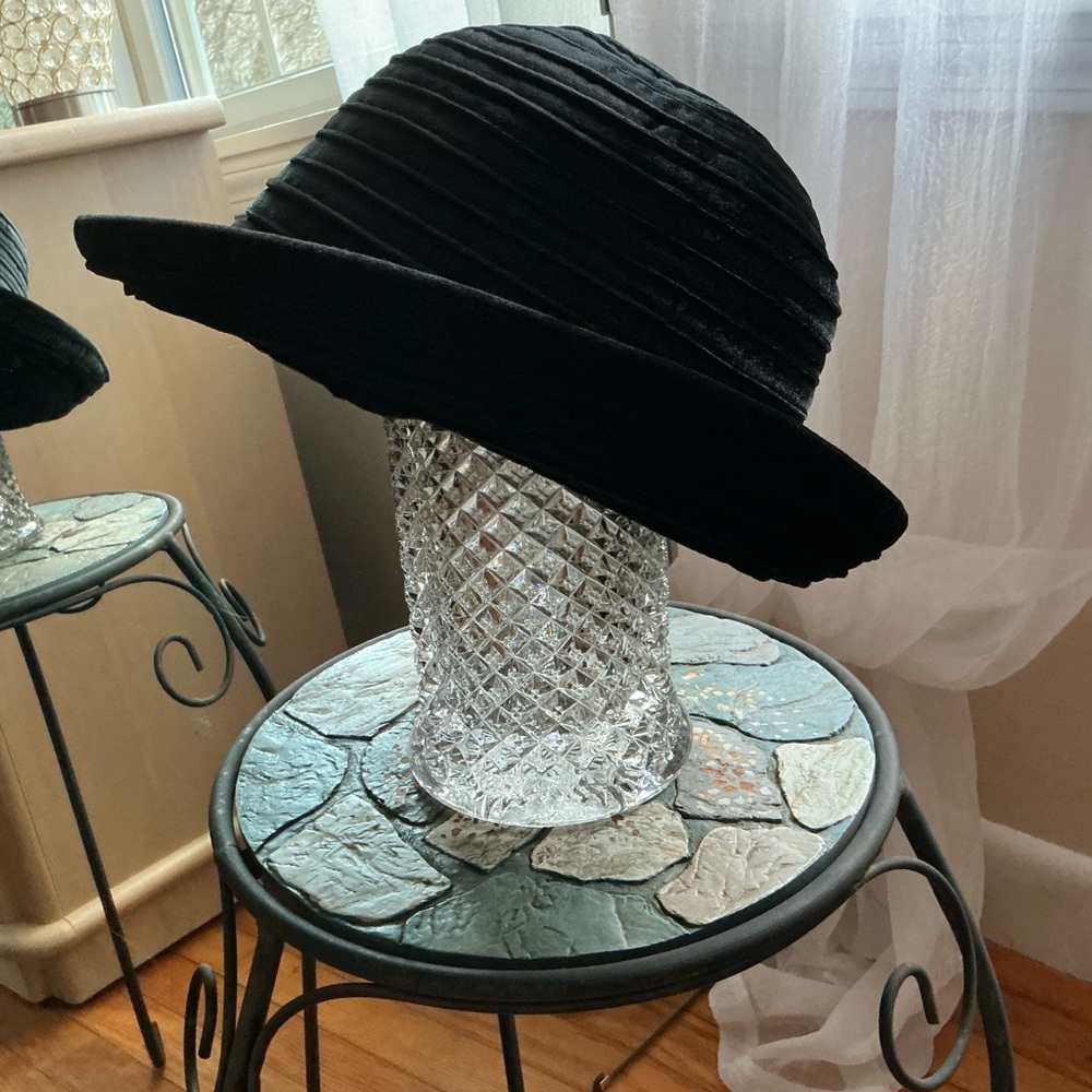 CC Black Hat - Bolero Velour Ribbed Wide Brim